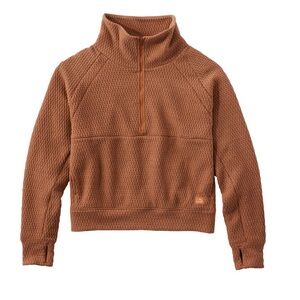 LL Bean Women's Ridgeknit Half-Zip Pullover, Oversized (Color: Warm Umber)